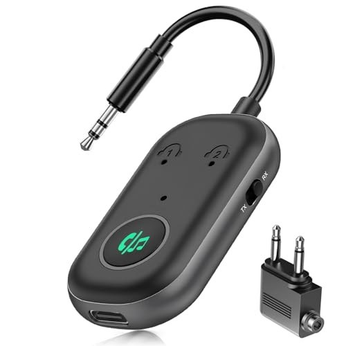 Bluetooth Transmitter Receiver Wireless Adapter 3.5MM Aux Jack, Dual Connection