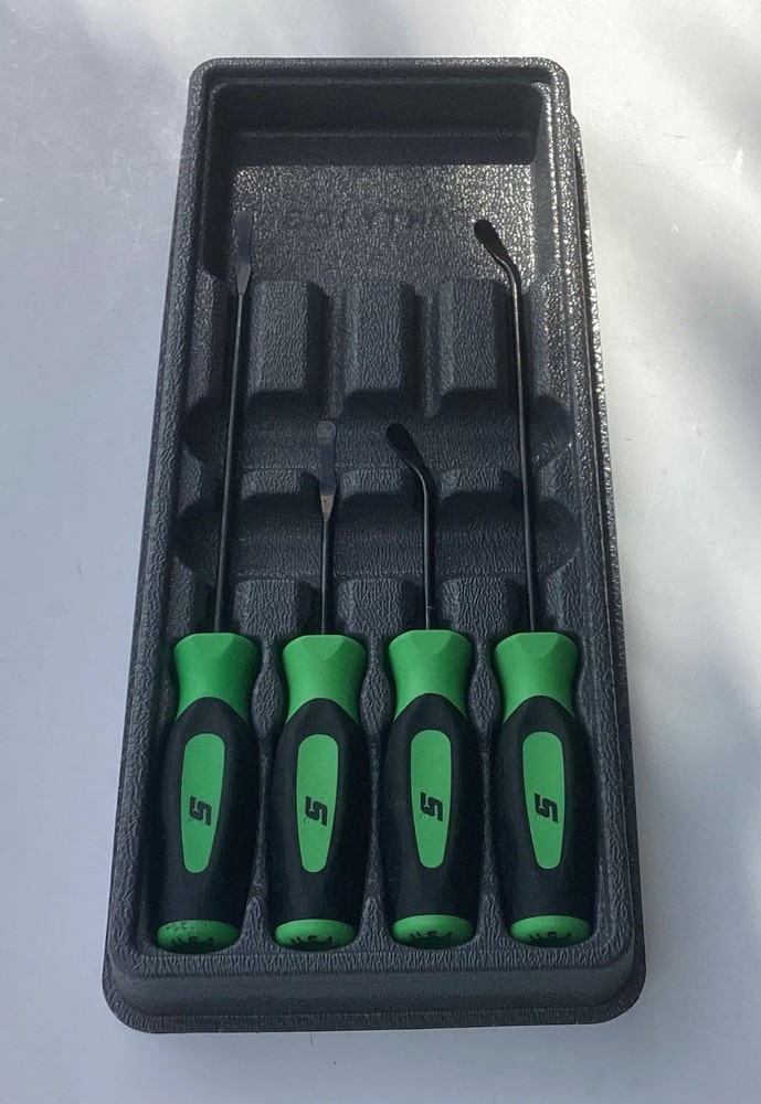 Very Nice Snap-on 4pc GREEN Soft Grip Seal Removal Tool Set