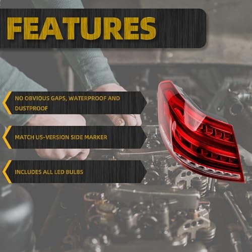 Driver Left Side Tail Light Assembly Compatible with 2014-2016 Rear Left