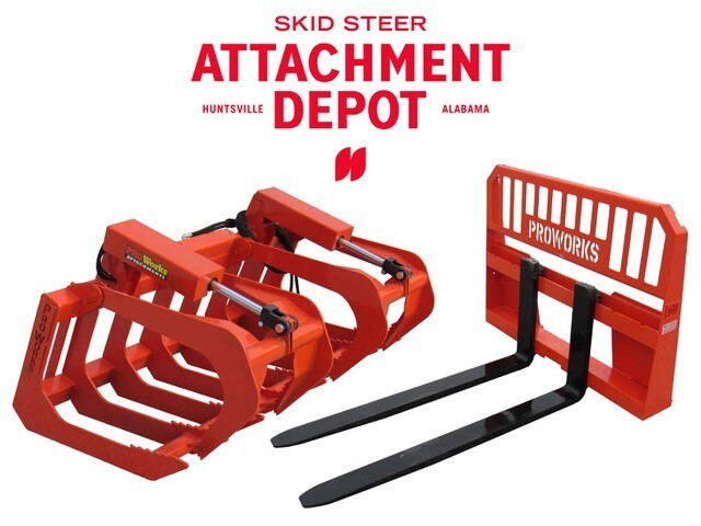60" Root Grapple Grease and 48" Long Pallet Forks Attachment Combo Quick Attach