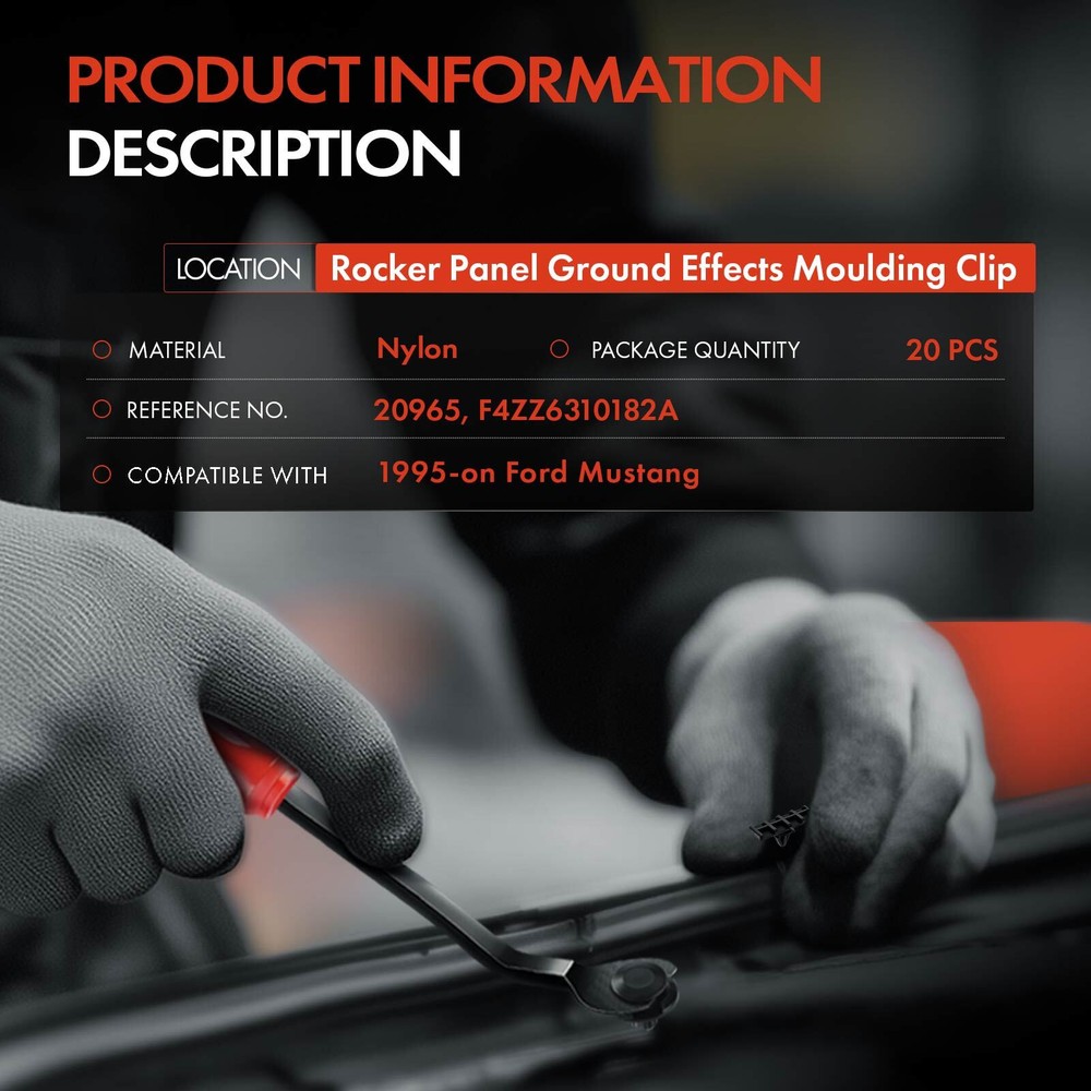 20x 9mm Nylon Rocker Panel Ground Effects Moulding Retainer Trim Clips for Ford