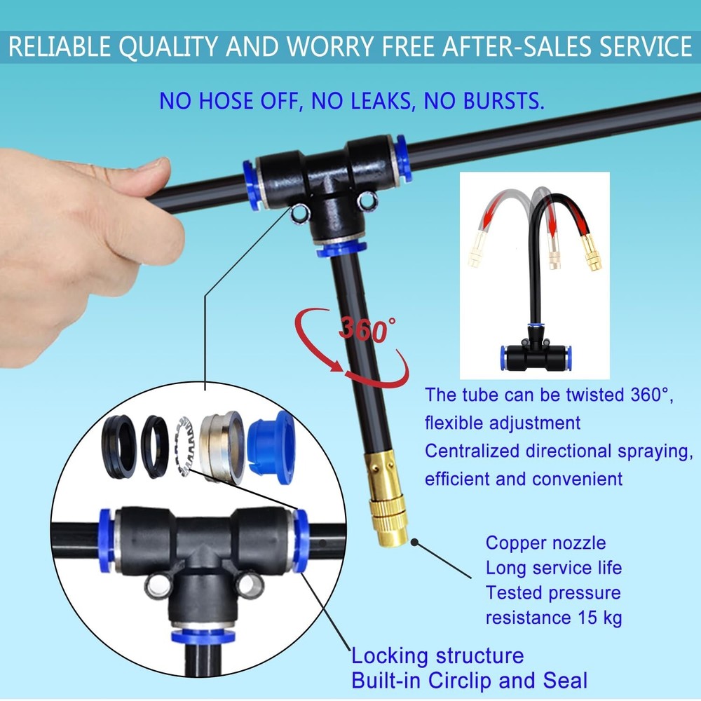 Greenhouse Drip Irrigation Kit Automatic Irrigation System 360°Adjustable 2