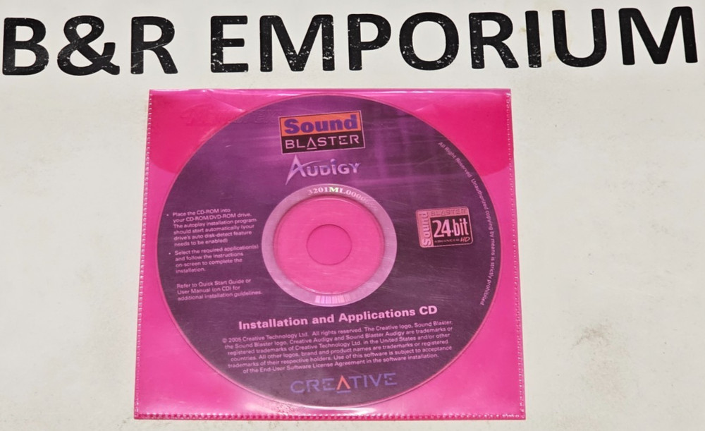 Sound Blaster Audigy Installation/Application (2005 Creative Technology) Used CD