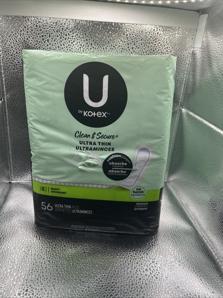 U by Kotex Ultra Thin Pads Clean Secure, Heavy Absorbency, 56 Count