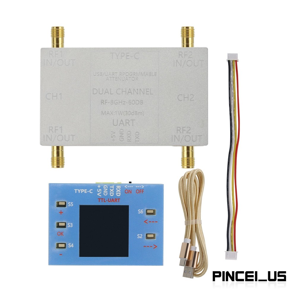 LF-8GHz Dual-CH RF Attenuator Module + Offline Main Control Module + TTL Cable