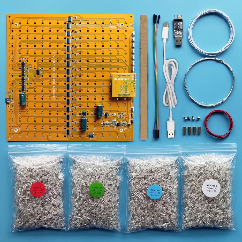 3D Led Cube Light Electronics Kit with LED 16x16x16 Electronic Learning Toy f...