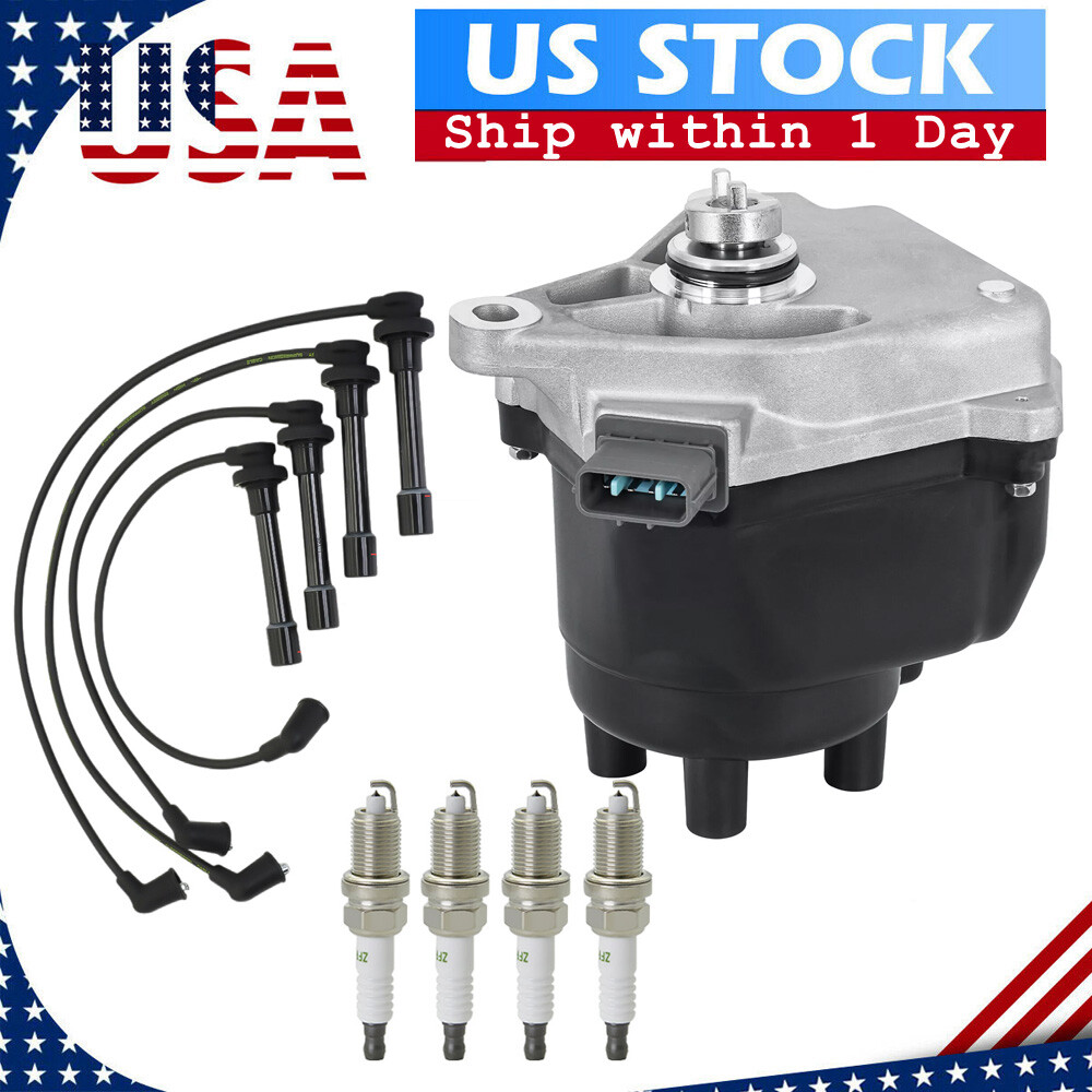 Distributor w/ Cap&Rotor +Wire +Spark Plug for Honda Accord EX LX 2.3L 1998-2002