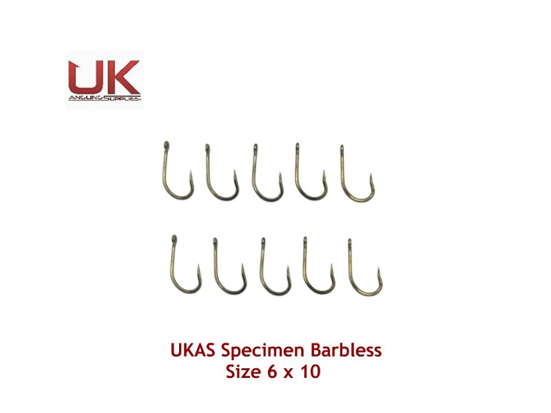 UKAS Barbless Carp Specimen Hooks Size 6 - Pack 10