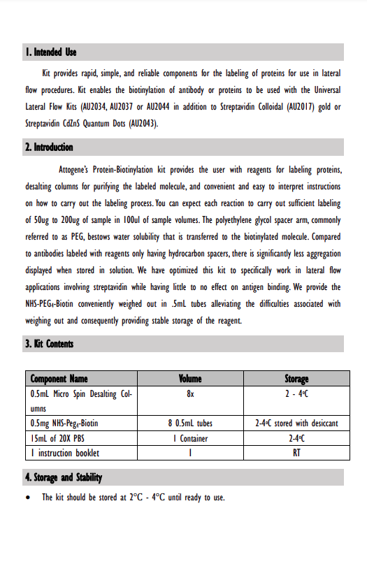 Attogene Protein Biotinylation Kit