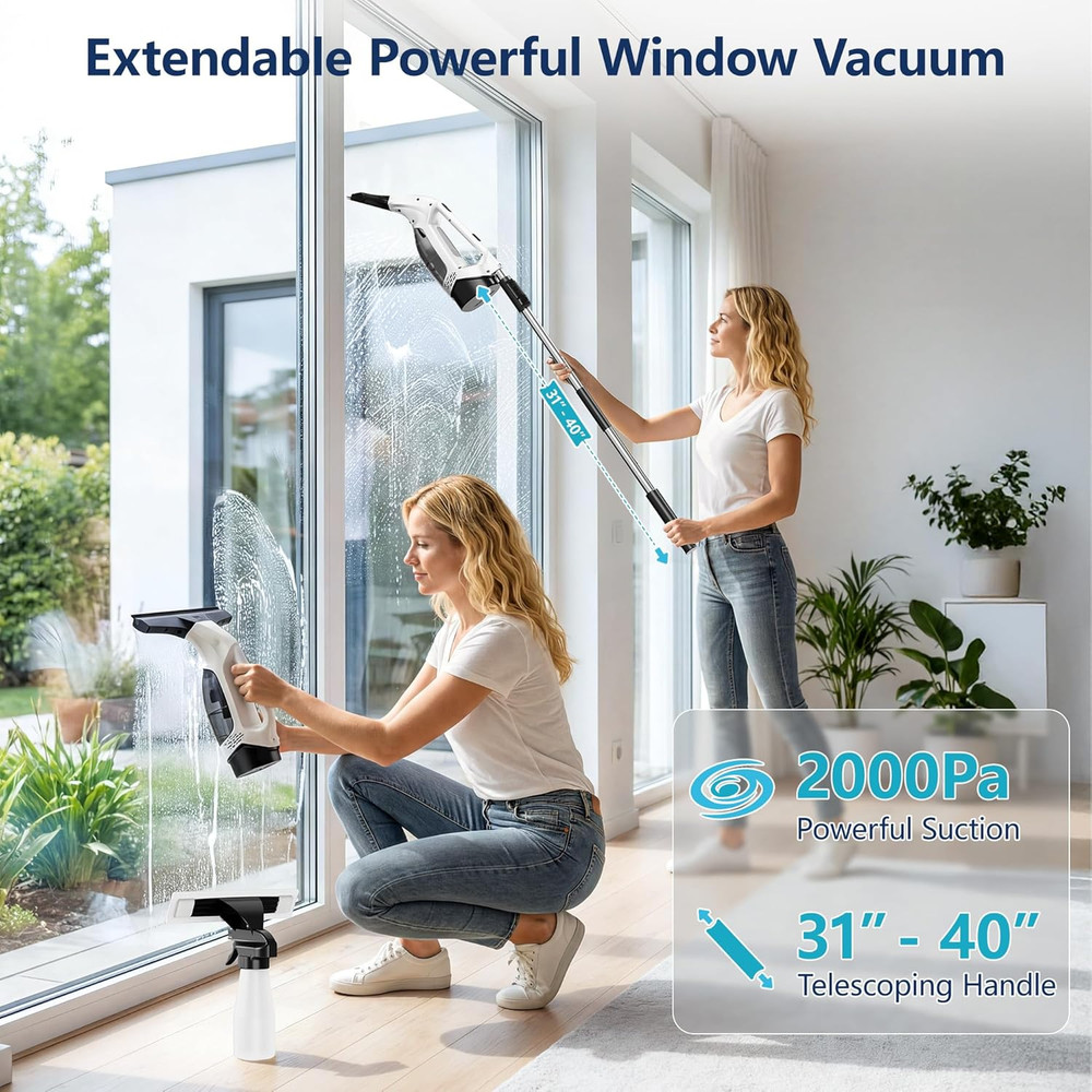 Window Vacuum Squeegee with Extendable Pole