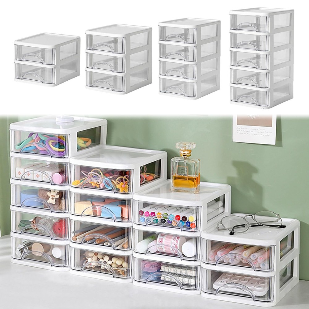 Stationery Storage Box,Desk with Drawer Desktop Desk Storage Box Stackable Or...