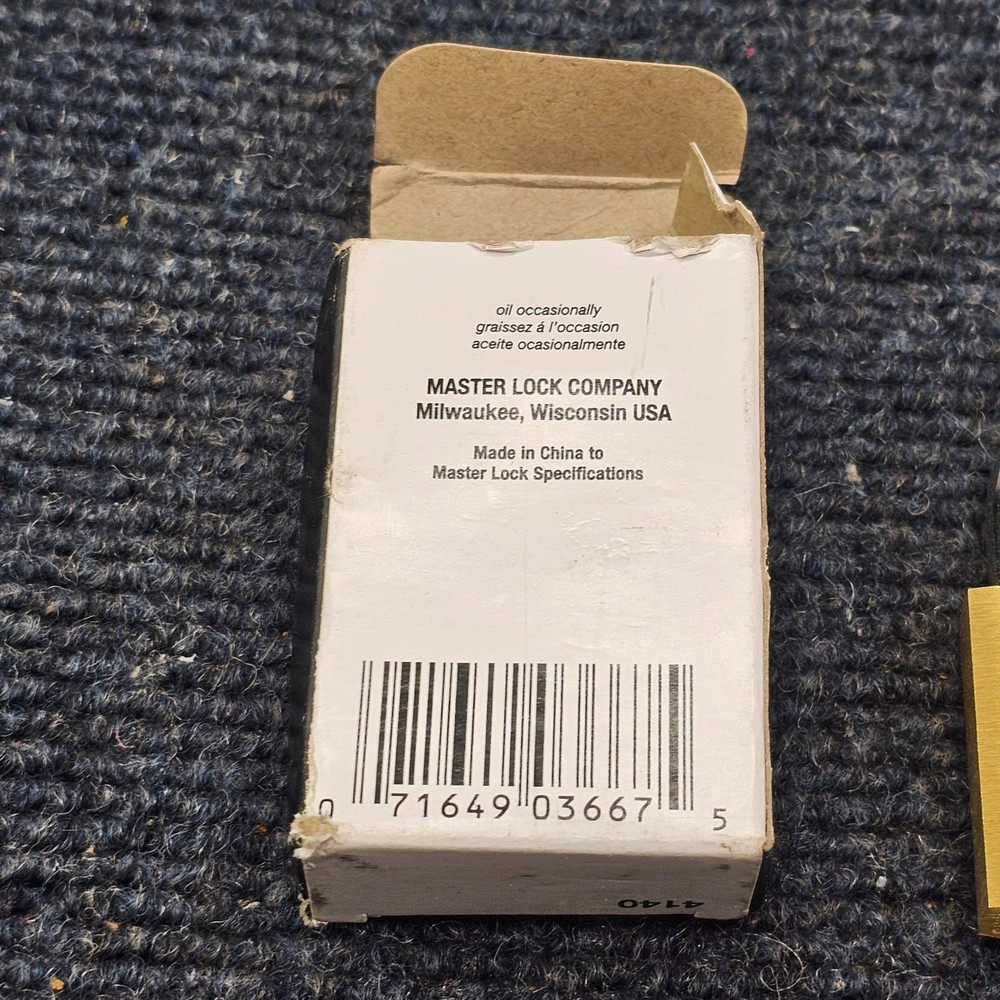 Master Lock 4140KA Padlock, Keyed Different, Standard Shackle, Rectangular Brass