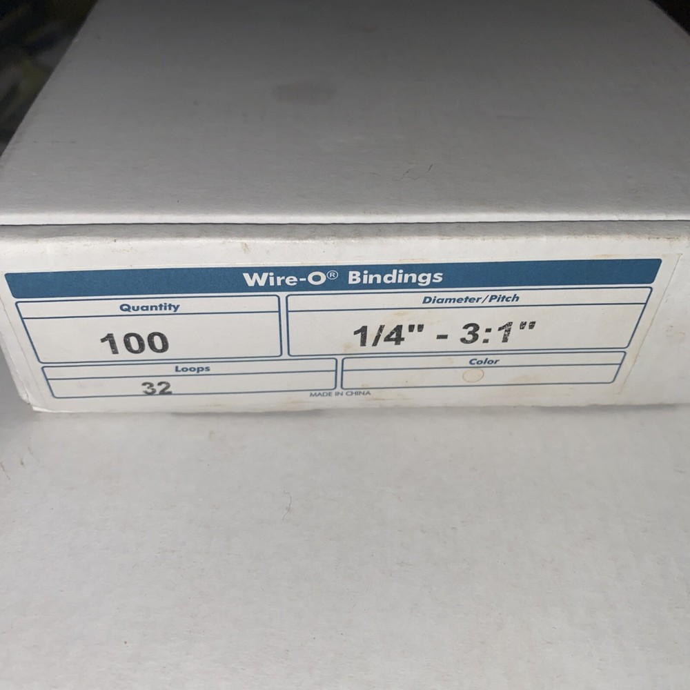 1/4” 3:1 32 Loop Wire Double-O Binding Spines / 100 pack White Color