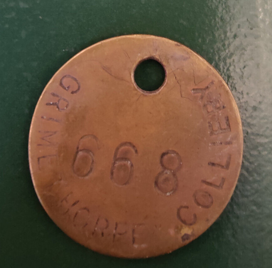 GRIMETHORPE Colliery Pit Check Tally - marked GRIMETHORPE COLLIERY 668