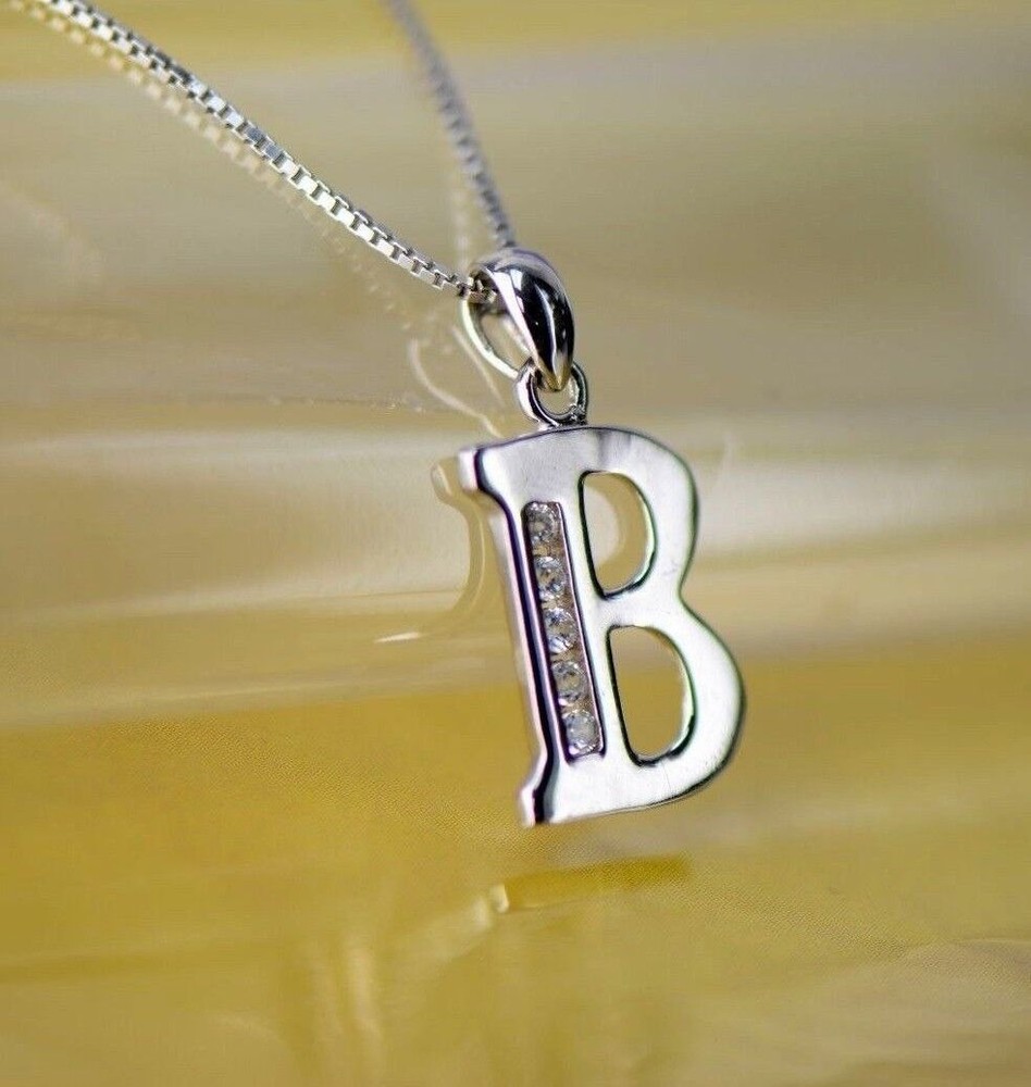 925 Sterling Silver Initial Letter CZ Pendant