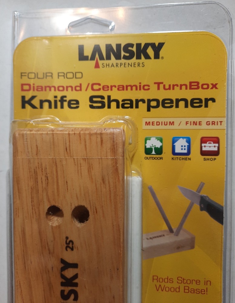 Lansky 4-Rod Diamond/Ceramic Turn Box Knife Sharpener Medium/Fine Grit TB-2D2C