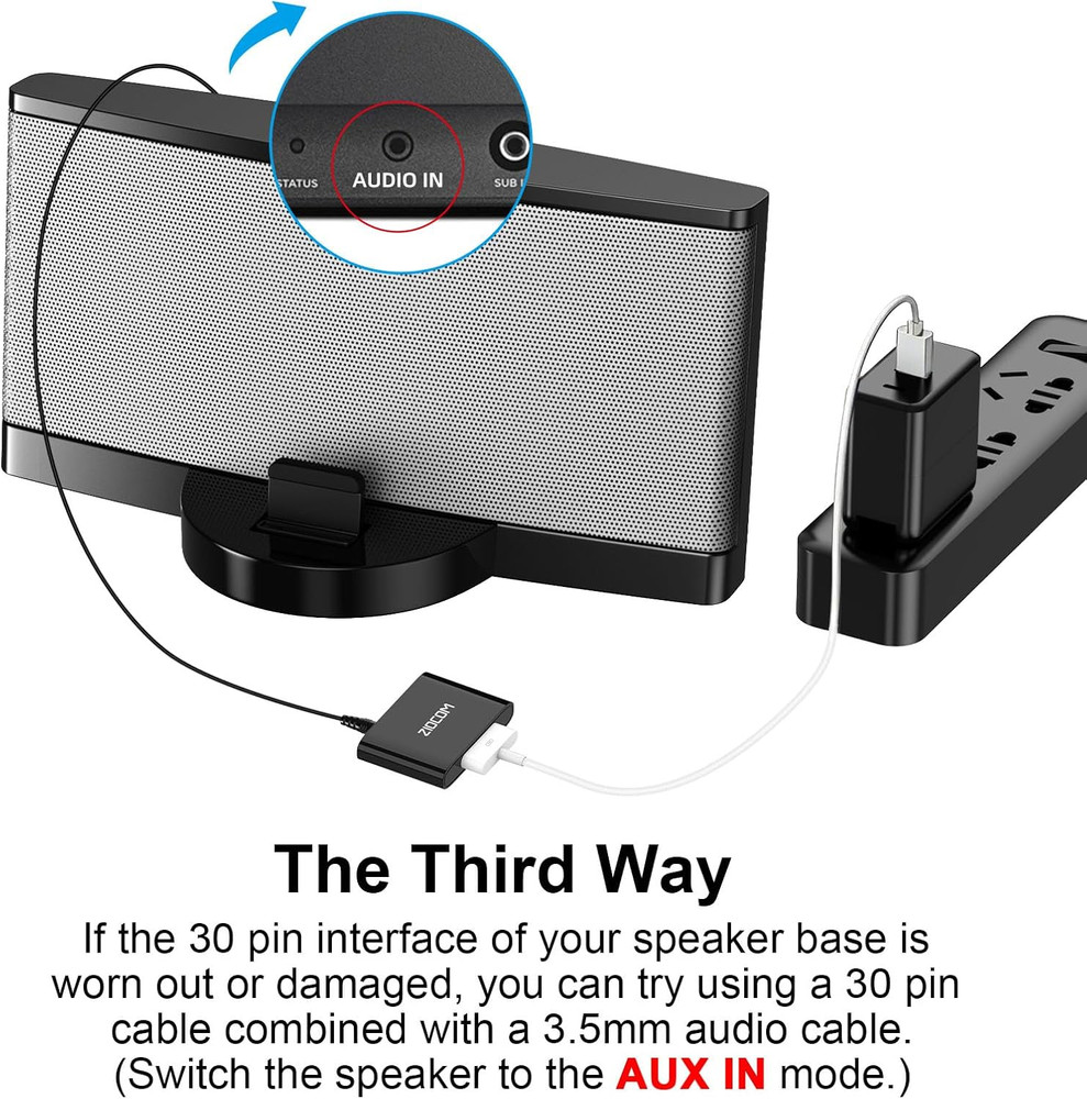 30 Pin Bluetooth Adapter Receiver for Bose Ipod Iphone Sounddock and Other 30 Pi