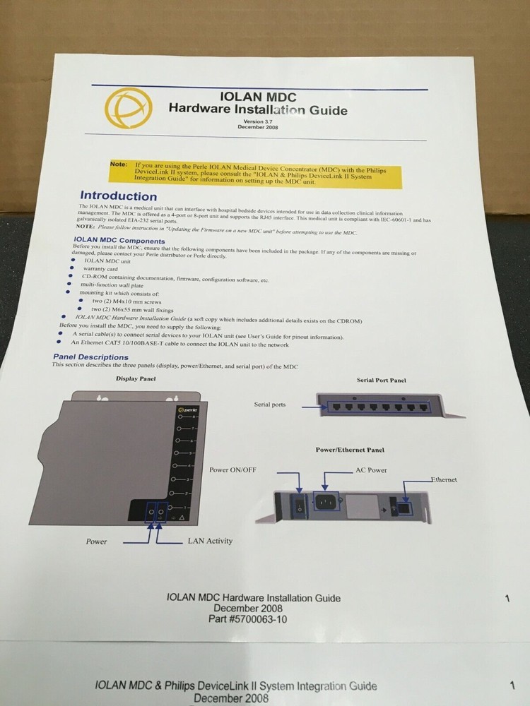 Perle Systems IOLAN MDC8 M2380-60003-4 8 PORT
