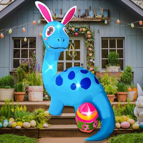 8FT Easter Inflatable Dinosaur with Cute A-8FT Easter Inflatable Dinosaur