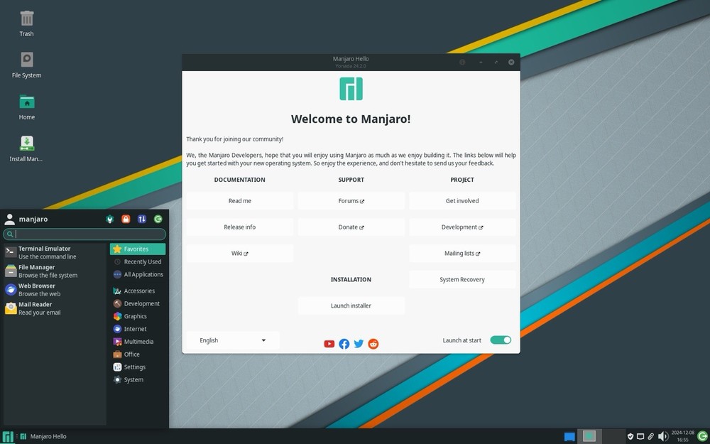 Manjaro Linux 24.2.1 XFCE 64 BIT USB Drive Linux Bootable Live Install Manjaro
