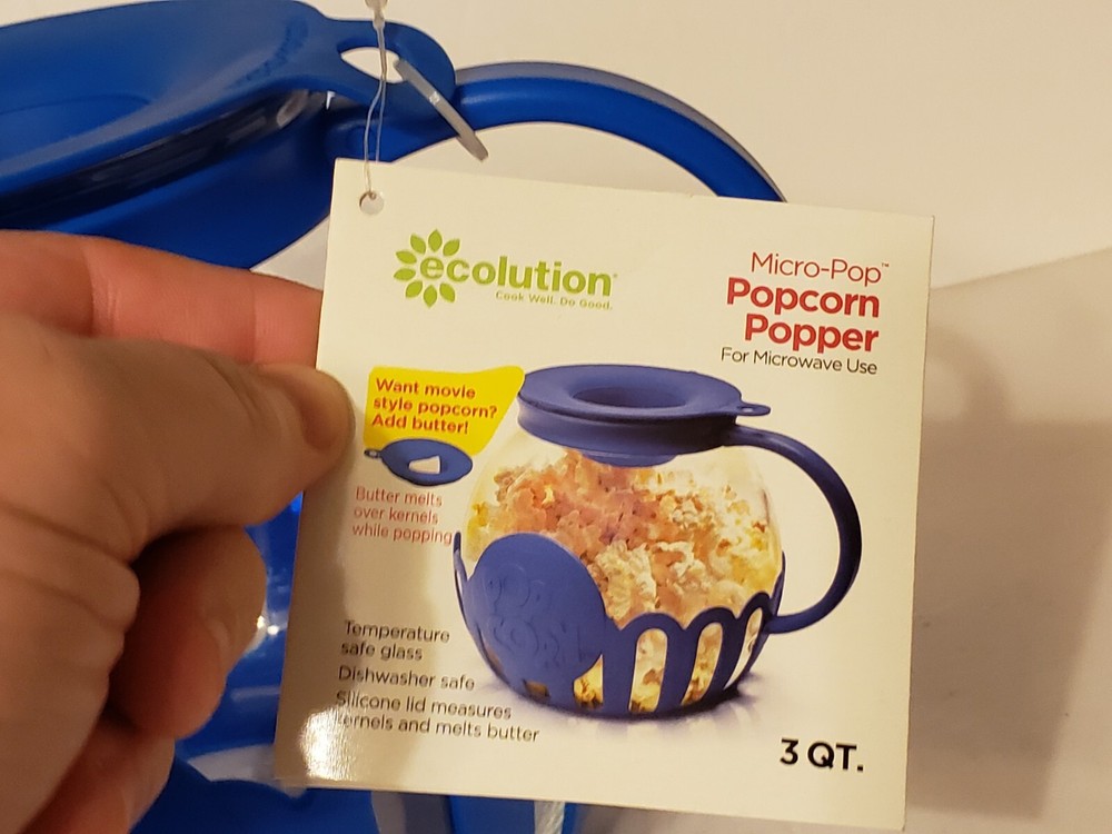 Ecolution Microwave Micro-Pop Popcorn Popper Glass 3 Qt (NEW NO BOX)