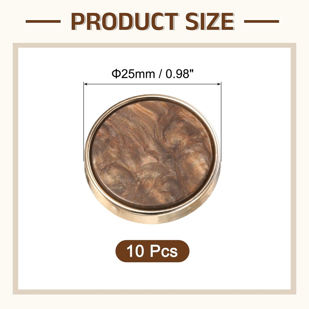 10Pcs Round Button, 25mm/1" Resin Decorative Pattern Button, Dark Coffee
