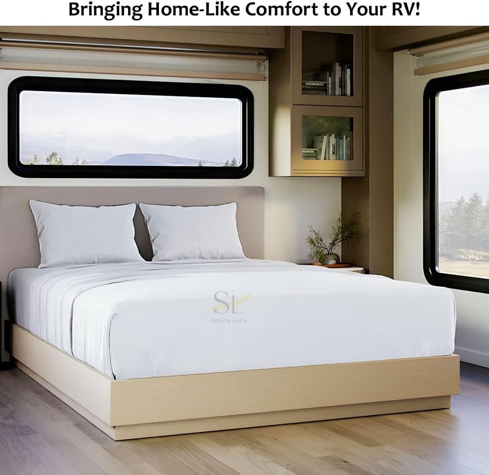 Microfiber RV Sheet Sets, 72x80 Camper King, White Solid - Fits Mattresses up...