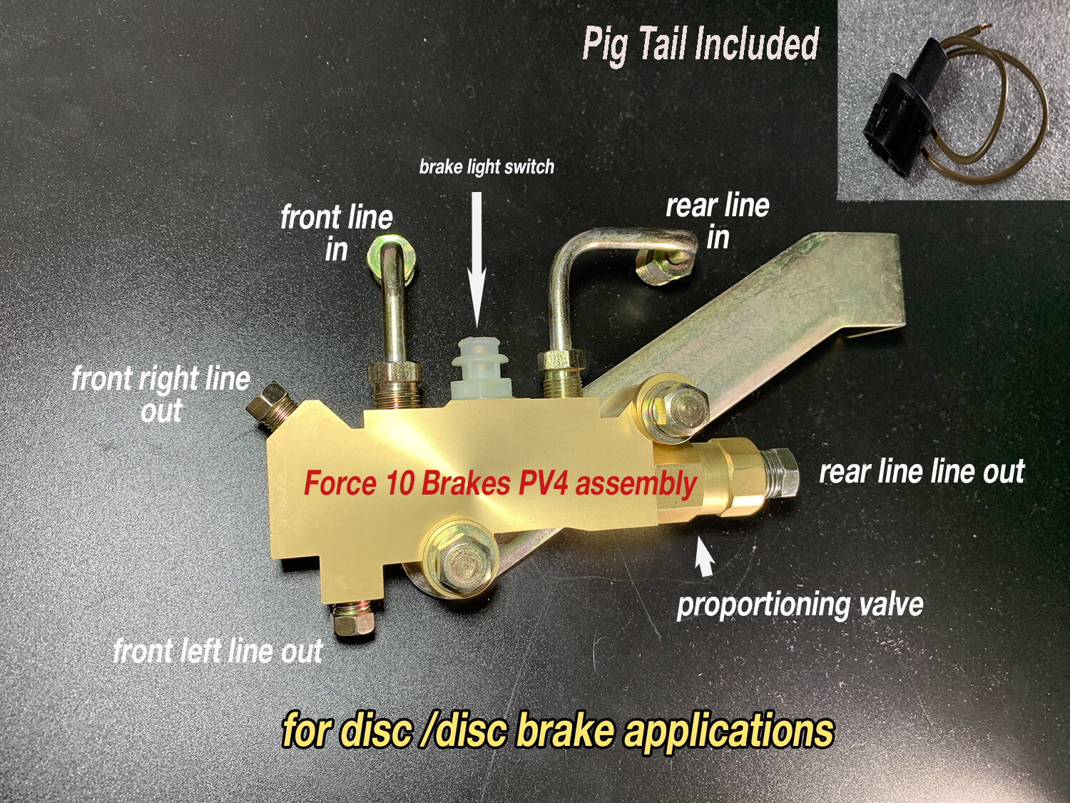 GM Proportioning Valve Disc/Disc kit - Bracket bolts, bracket, Lines, pig tail