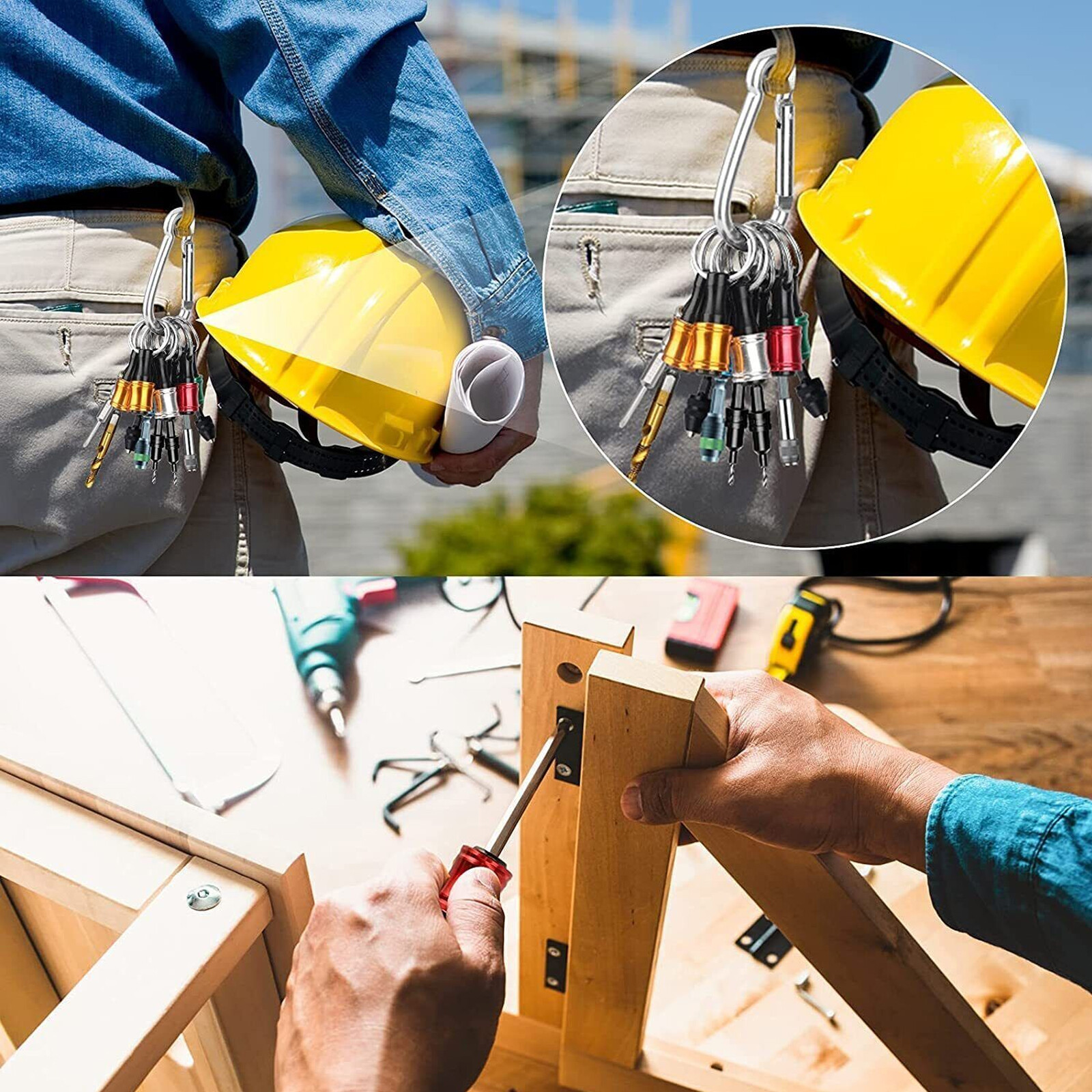 Lot of Quick-Release 1/4" Hex Shank Keychain Screwdriver Drill Bits Holder Tool