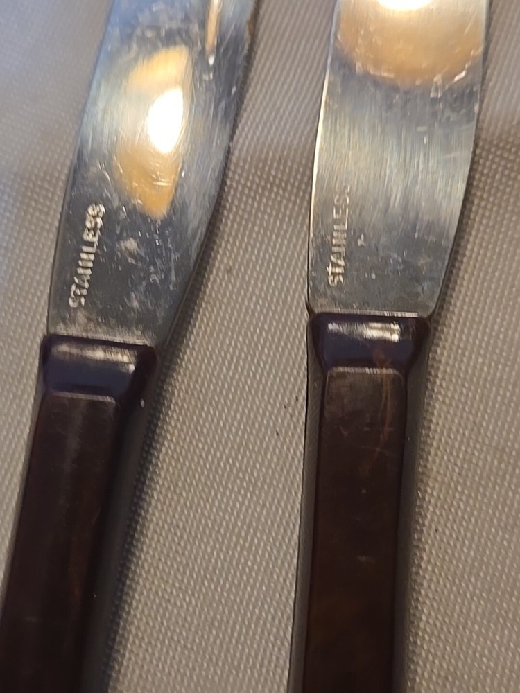 6 Stainless Bakelite Handles Knives All Marked Stainless