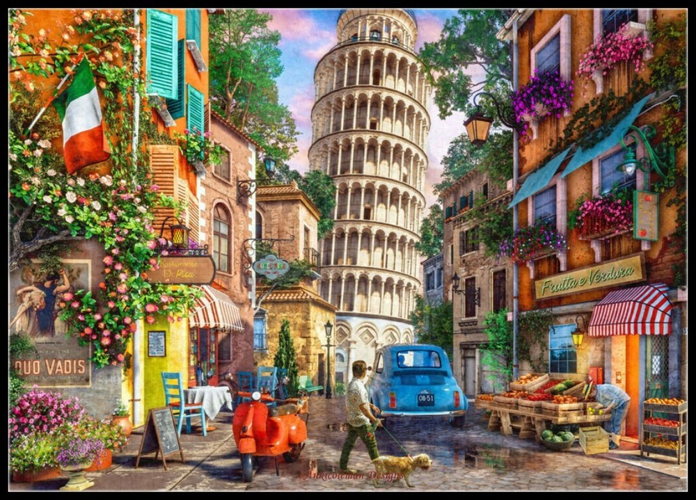 Counted Cross Stitch Pattern Embroidery Chart Needlework DIY- Pisa