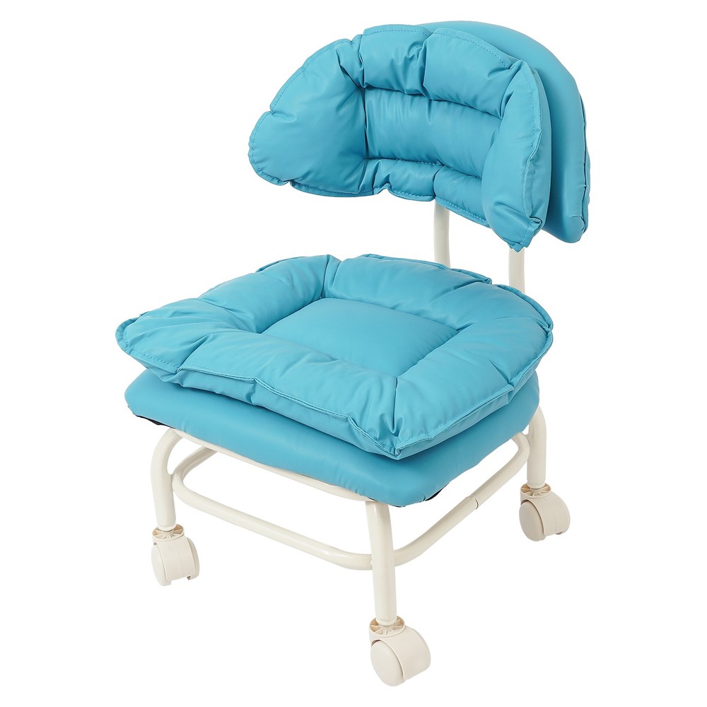 Blue Rolling Stool With Back Rest, Heavy Duty Rolling Stool, Roller Chair