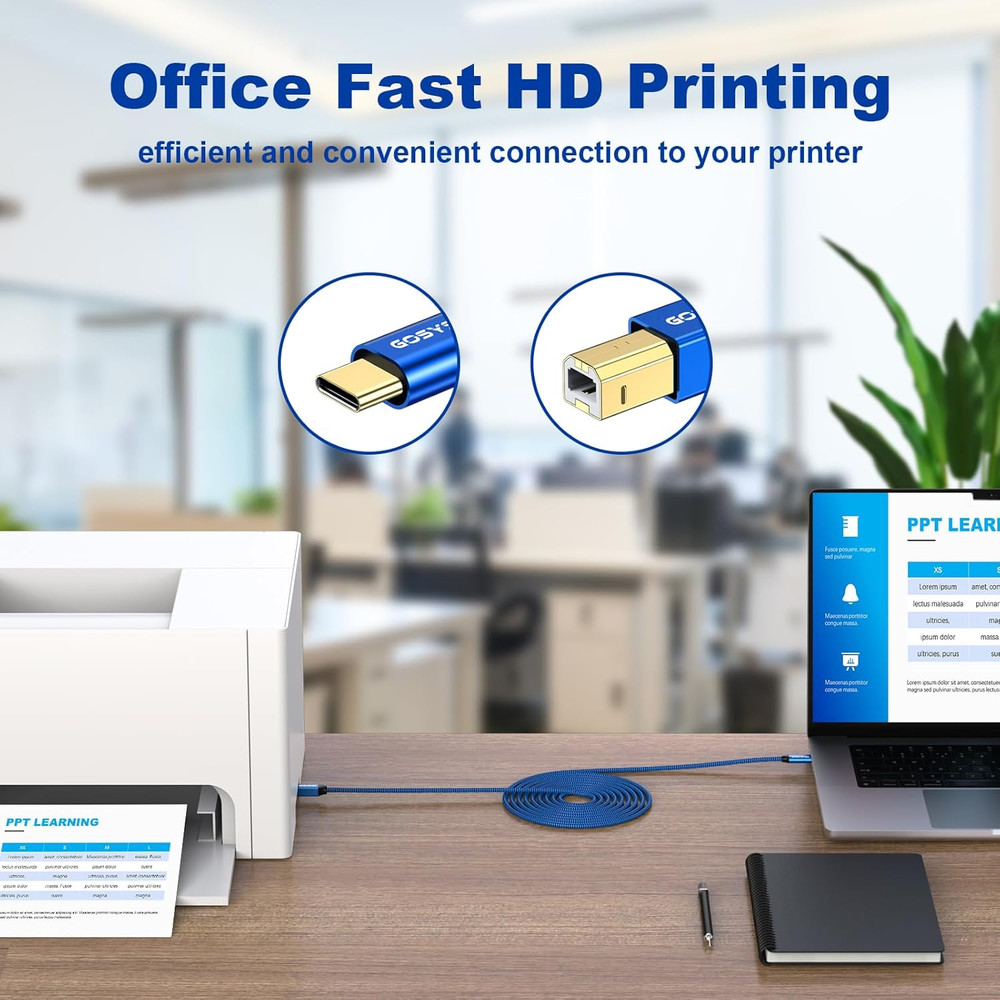 USB C to B Printer Cable 20Ft, High Speed USB C Printer Cord Compatible with Pri