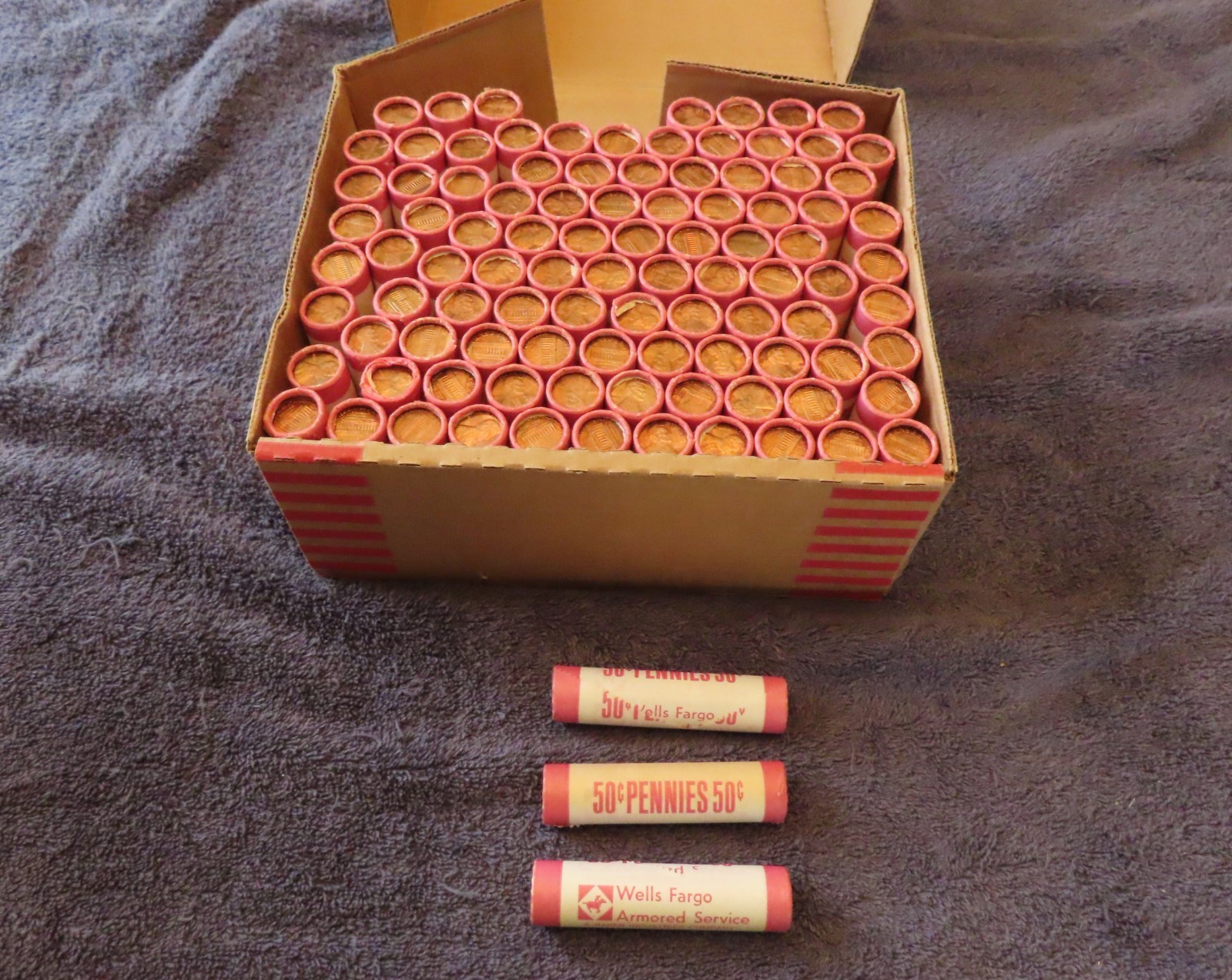 1980-P **Original Bank Wrapped** UNCIRCULATED LINCOLN CENT ROLL From WELLS FARGO