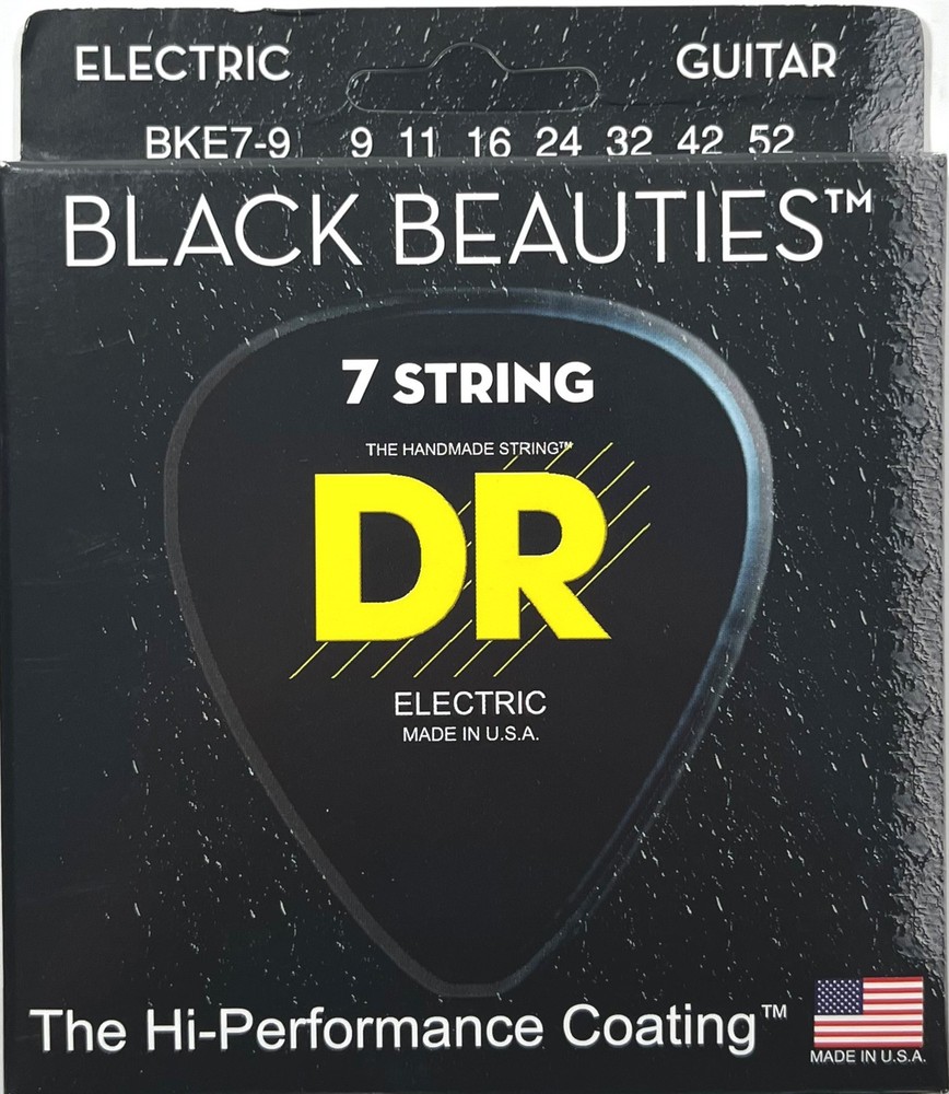 DR Guitar Strings Electric 7-String 3 Sets K3 Black Beauties 9-52 Extra Light