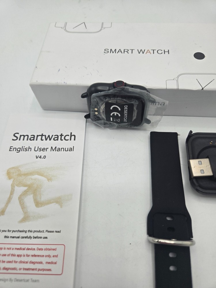 TB39 Android & iOS Smartwatch Black Strap Unisex Bluetooth 45mm Touchscreen