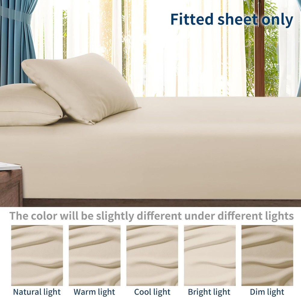 Bamboo Viscose Cooling Fitted Sheet King Size Only, 400 Thread Count, 16" Dee...