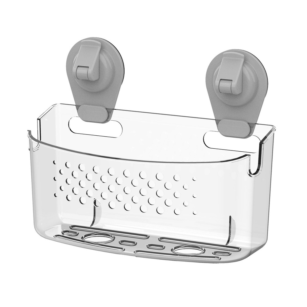 Clear Wall-Mounted Suction Bath Basket Easy to Install No Tools Needed
