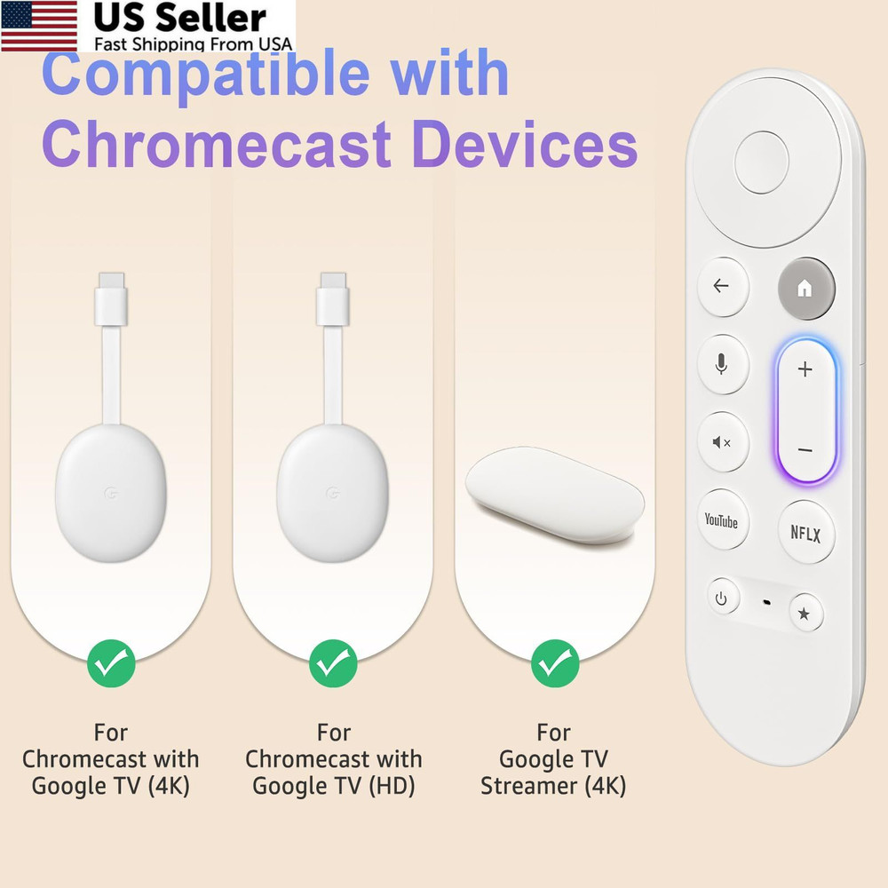 Voice Replacement Remote for chromecast google, Google Chromecast - White