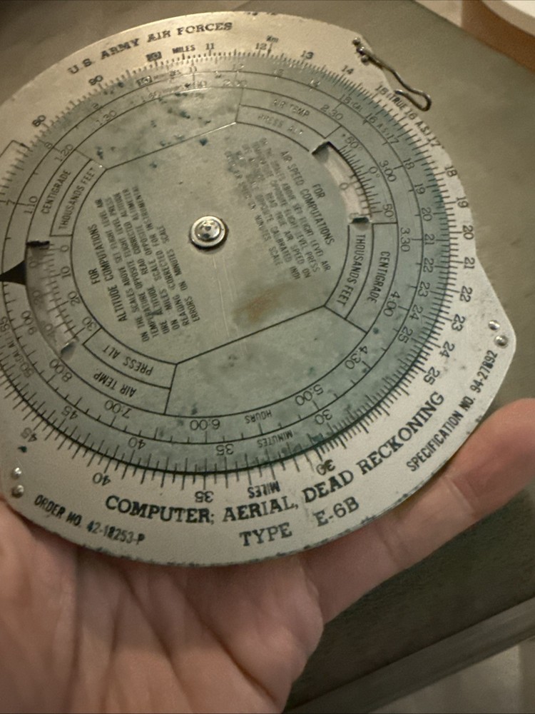 USAAF Type E-6B AERIAL DEAD RECKONING COMPUTER +Case+Paperwork. Z9