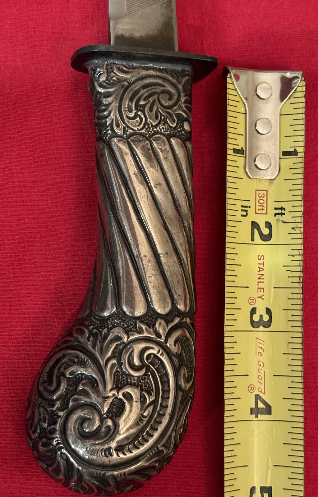 ANTIQUE SWORD HANDLE & USA FILE TO A THEATER KNIFE - NEW SHEATH