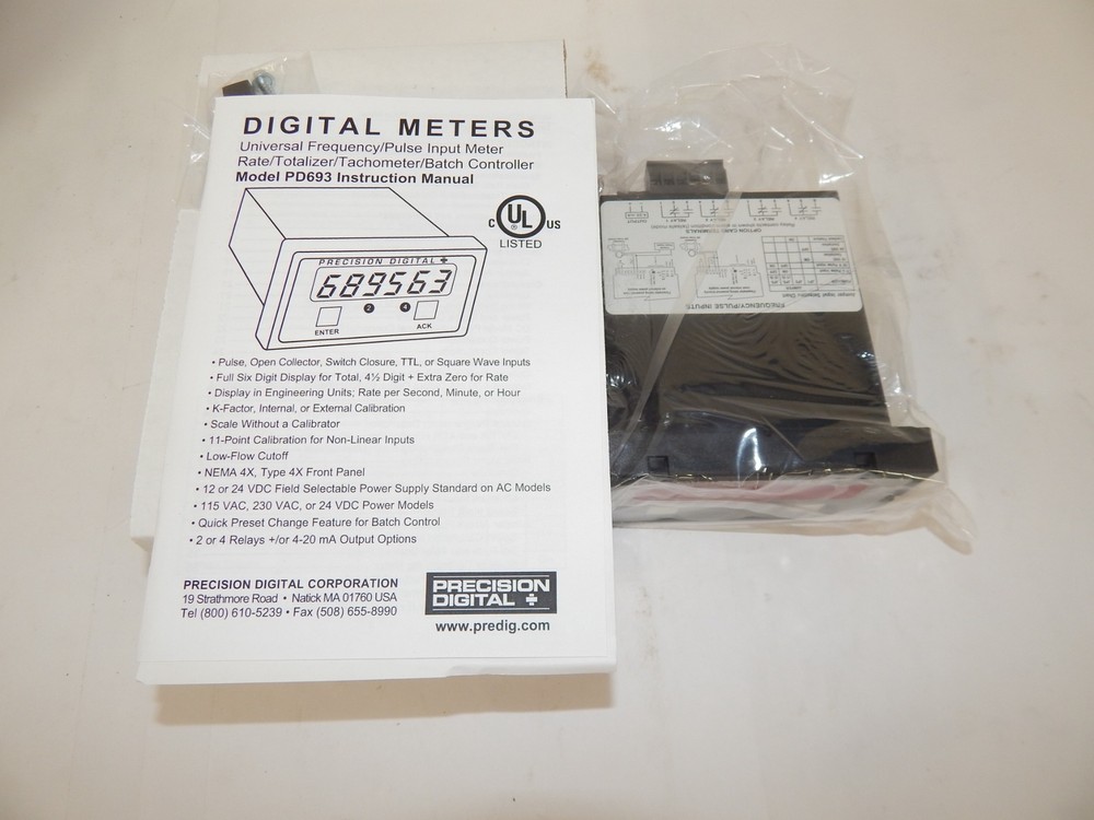 *TC* PRECISION DIGITAL PD693-3-14 PULSE INPUT RATE/TOTALIZER -- NEW (BDW99)