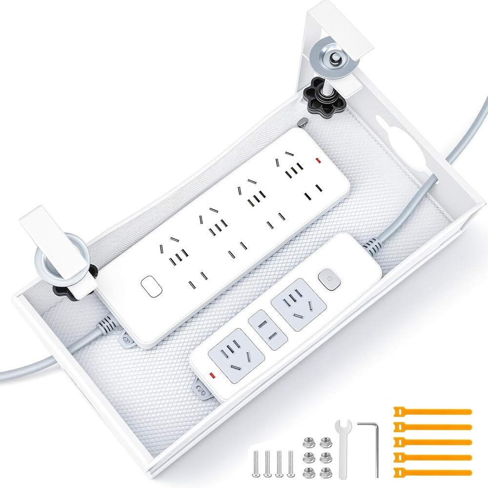 Extra Wide under Desk Cable Management - No Drill Installation Cable Management