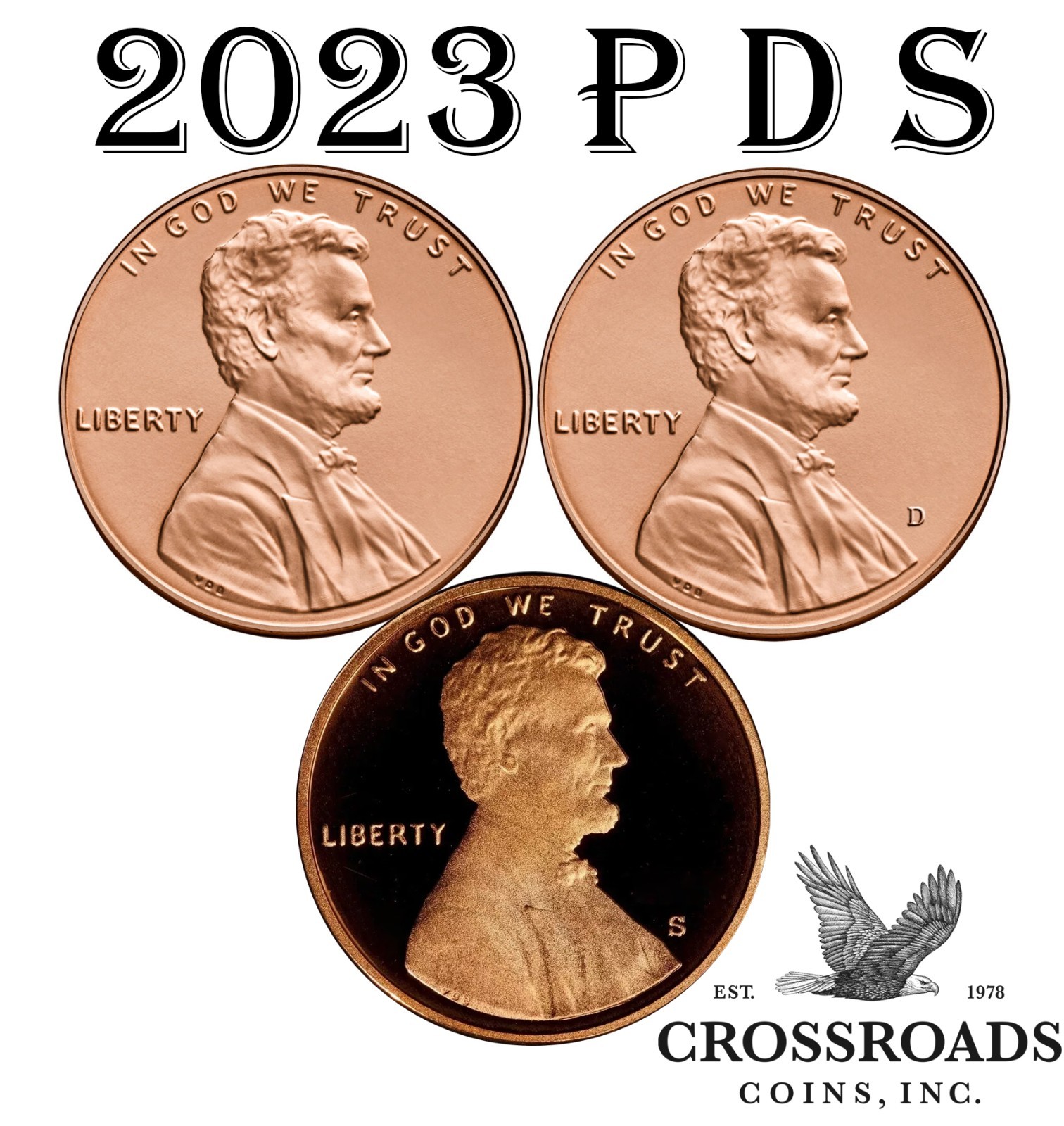 2023 P D S Lincoln Shield Proof Penny Set ~ Proof from Set, P/D from Rolls.