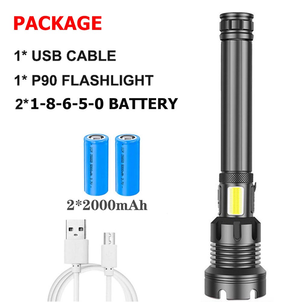 350000000 Lumen Super Bright LED Tactical Flashlight Rechargeable LED Work Light