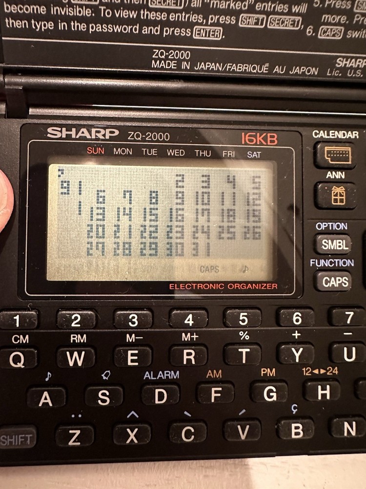 Sharp ZQ-2000 16kb Electronic Organizer TESTED WORKS EUC!!