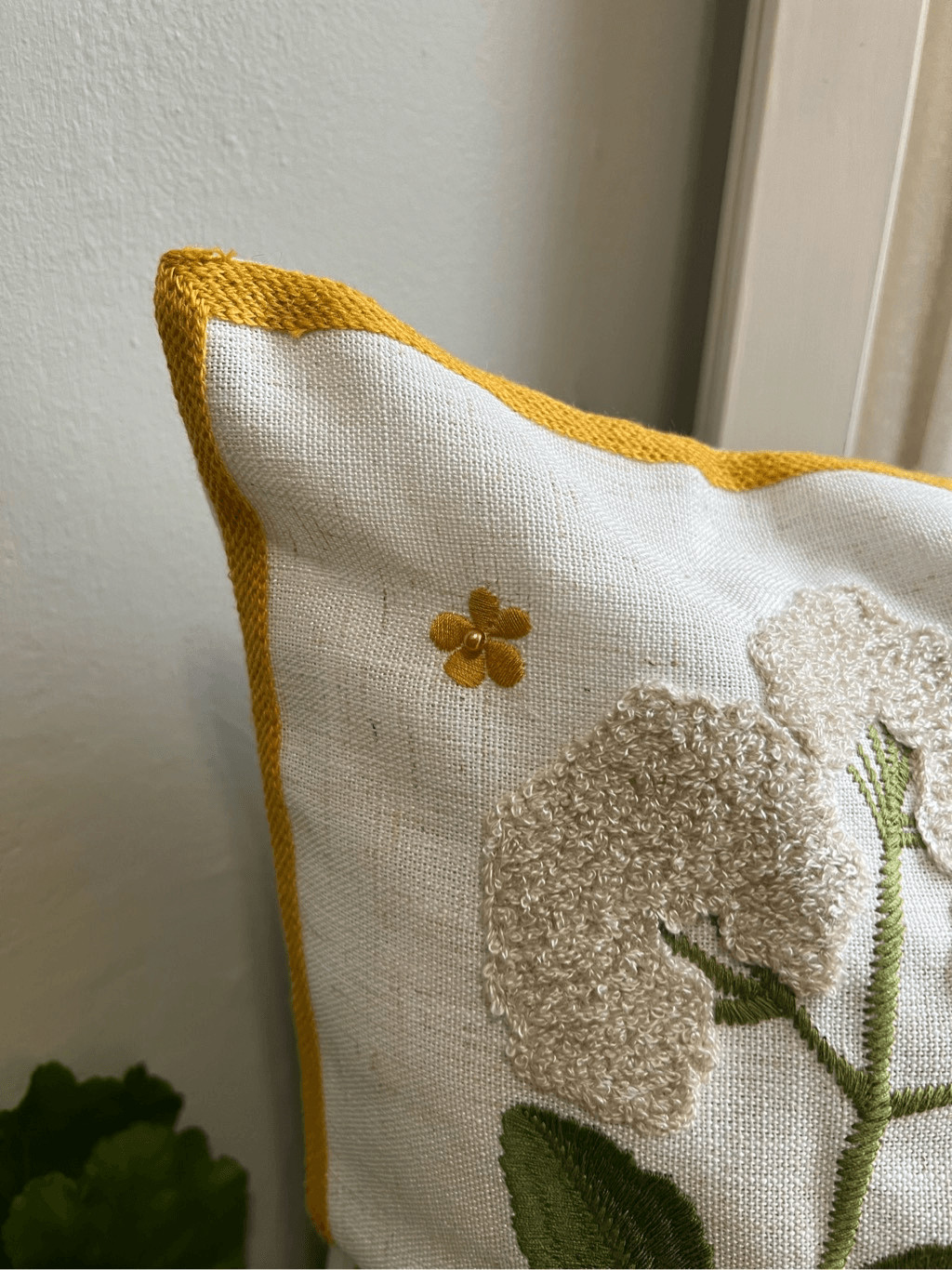 Embroidered Spring Wildflowers Throw Pillow Cover
