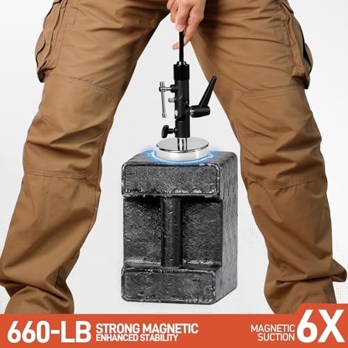 60" Folding Magnetic Umbrella for Outdoor Work, 600lb Suction Base, 2-in-1 Sun &