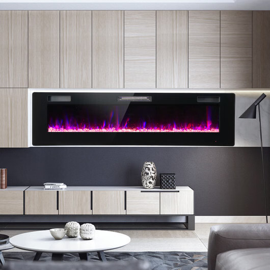 60 Inches Ultra-thin Electric Fireplace with Remote Control and Timer Function -