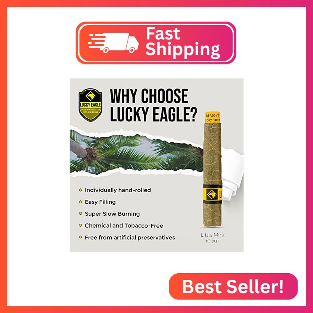 Lucky Eagle Pre Rolled Cones - Hand Rolled Palm Leaf Rolls With Corn Husk Filter